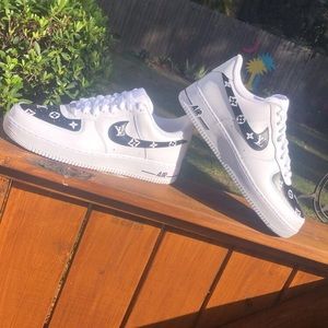 Custom black LV Air Force 1s